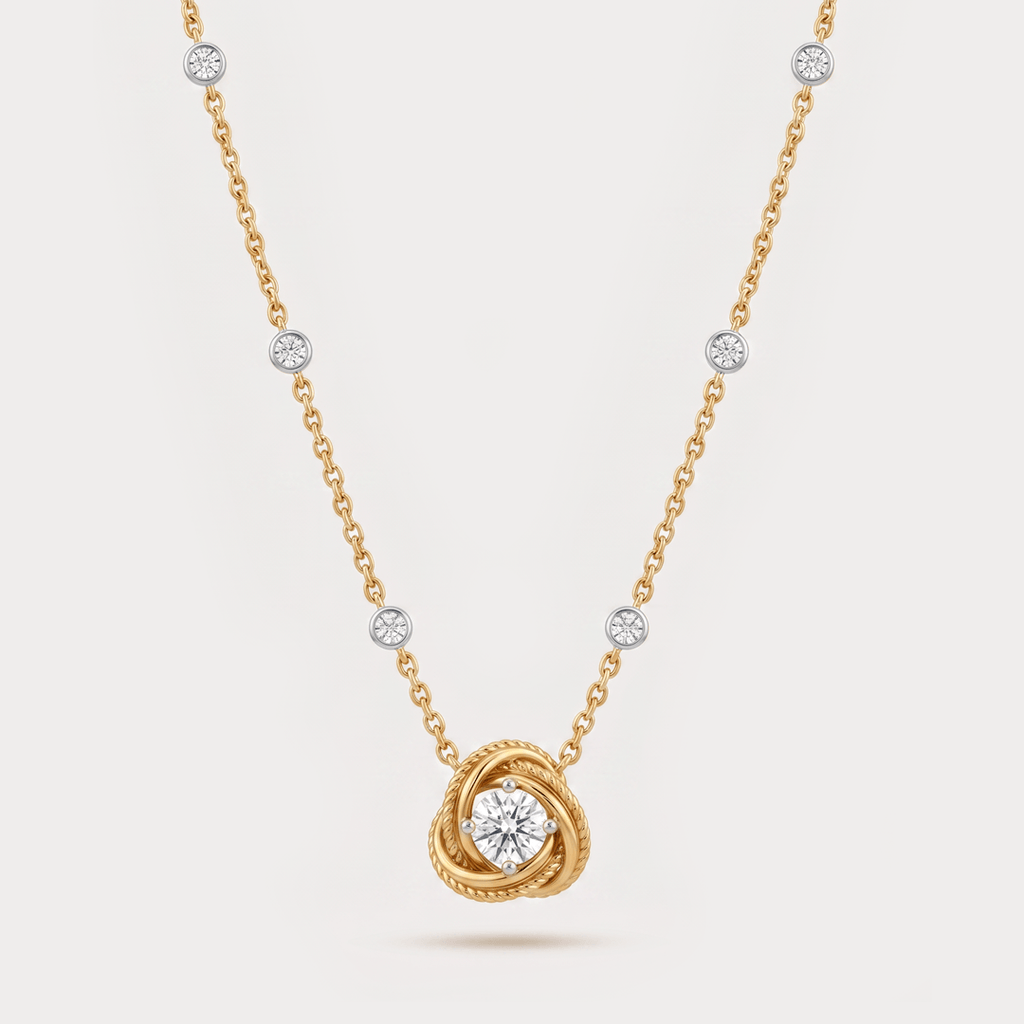 Promise Knot Rayonnante Pendant Diamond Necklace