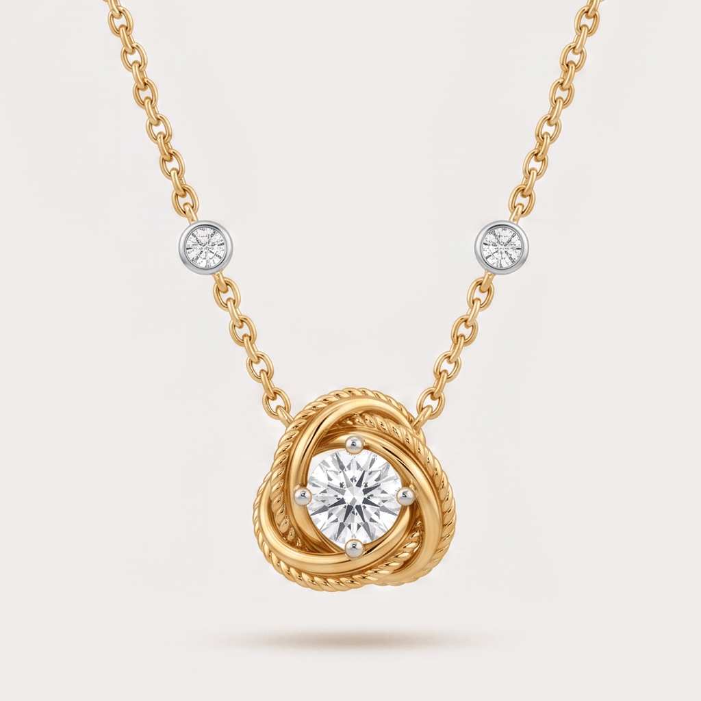 Promise Knot Rayonnante Pendant Diamond Necklace