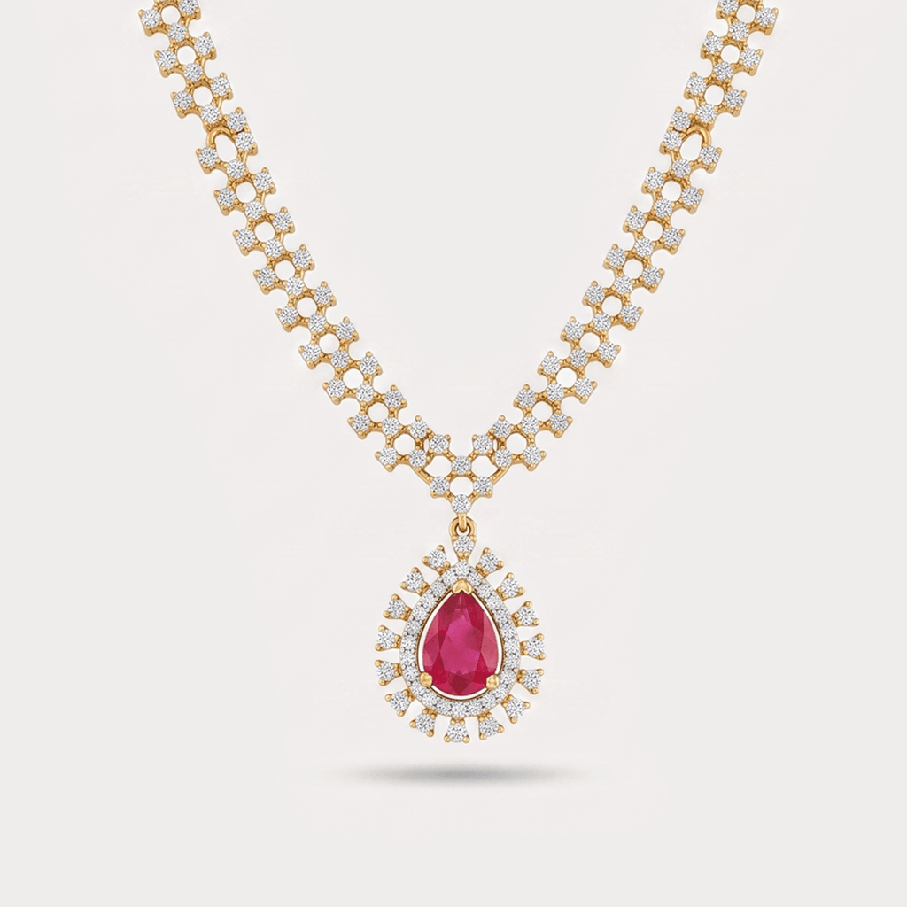 Firelit Pendant Diamond Necklace