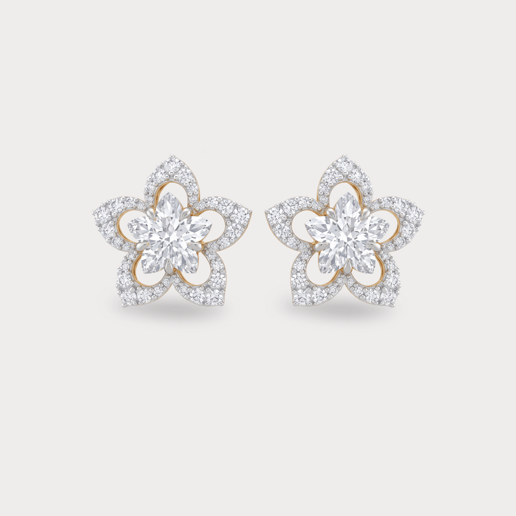 The Aukera Orchid Floral Nakshatra Diamond Earrings