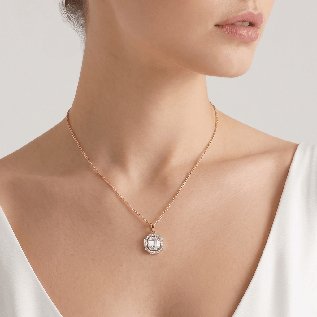 Skyward Halo Diamond Pendant Chain