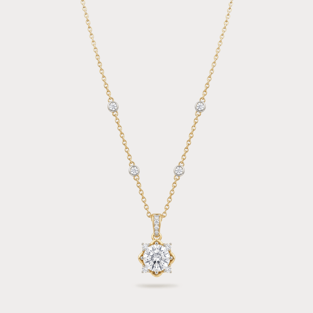 Prestine Extra Brilliant Solitaire Diamond Pendant Chain