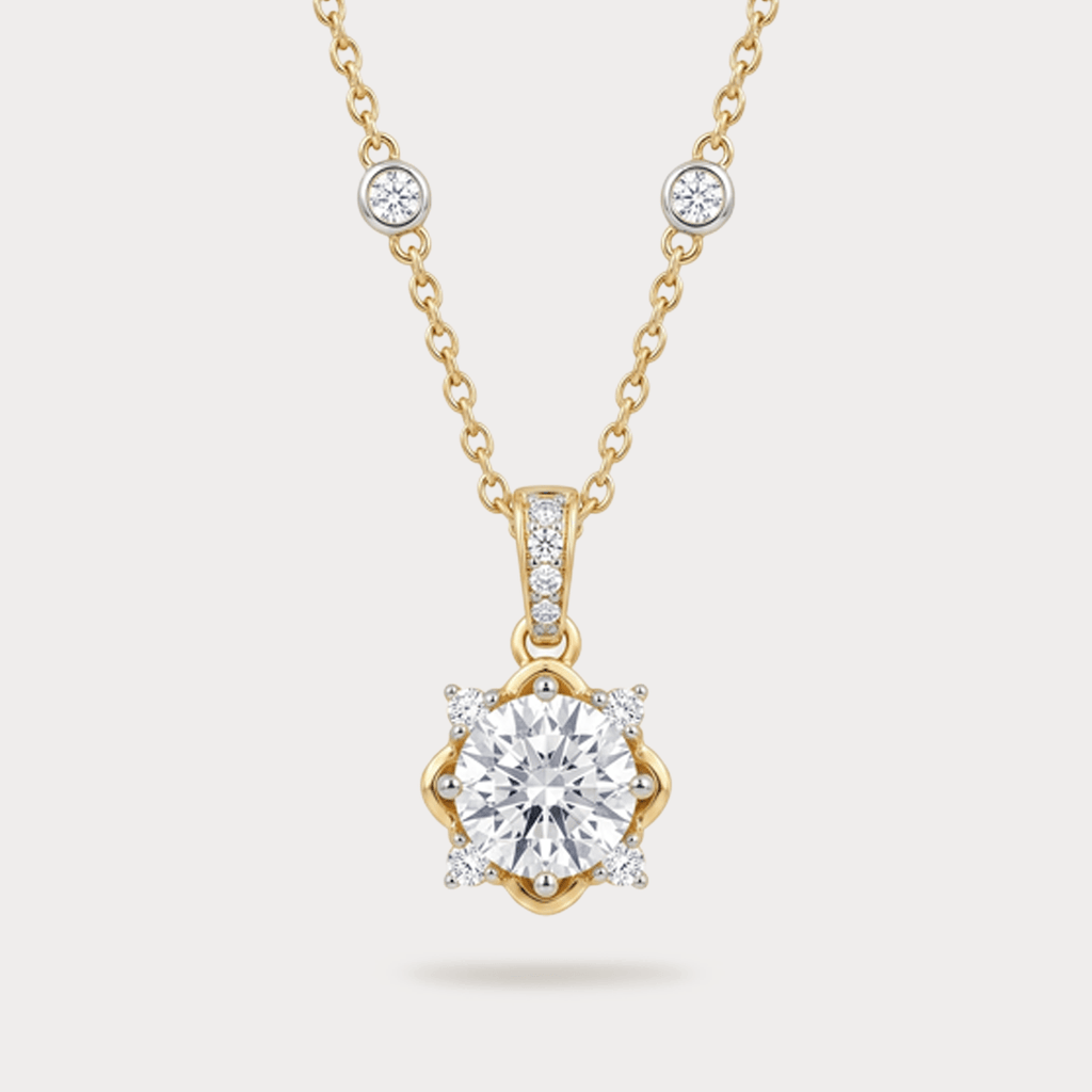 Prestine Extra Brilliant Solitaire Diamond Pendant Chain