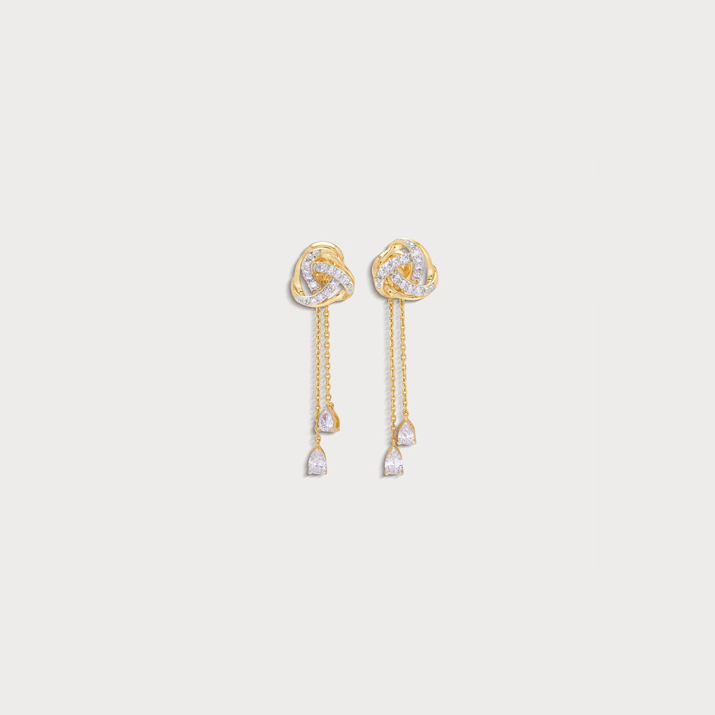 The Ribbon Dual Chain Drop Earrings From The Promise Knot Collection