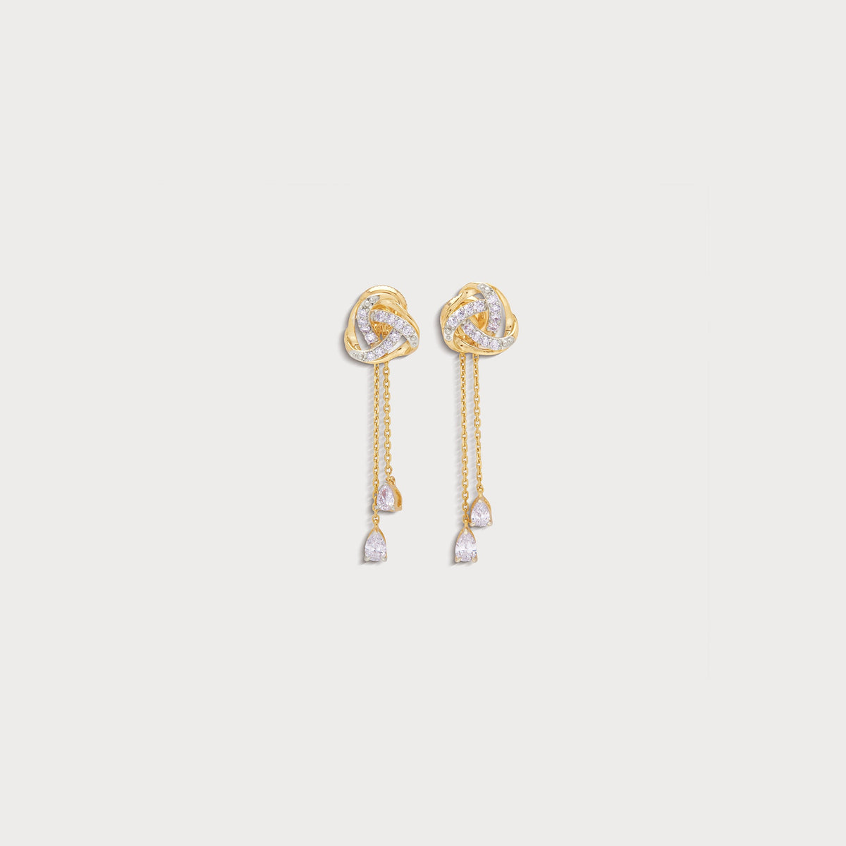 The Ribbon Dual Chain Drop Earrings From The Promise Knot Collection