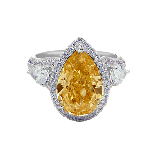 The Champagne Crowned Pear Ring