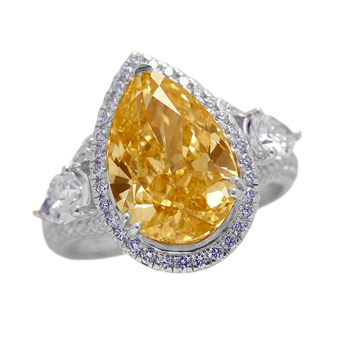 The Champagne Crowned Pear Ring
