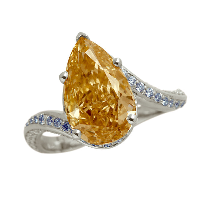 The Champagne Wave Pear Ring