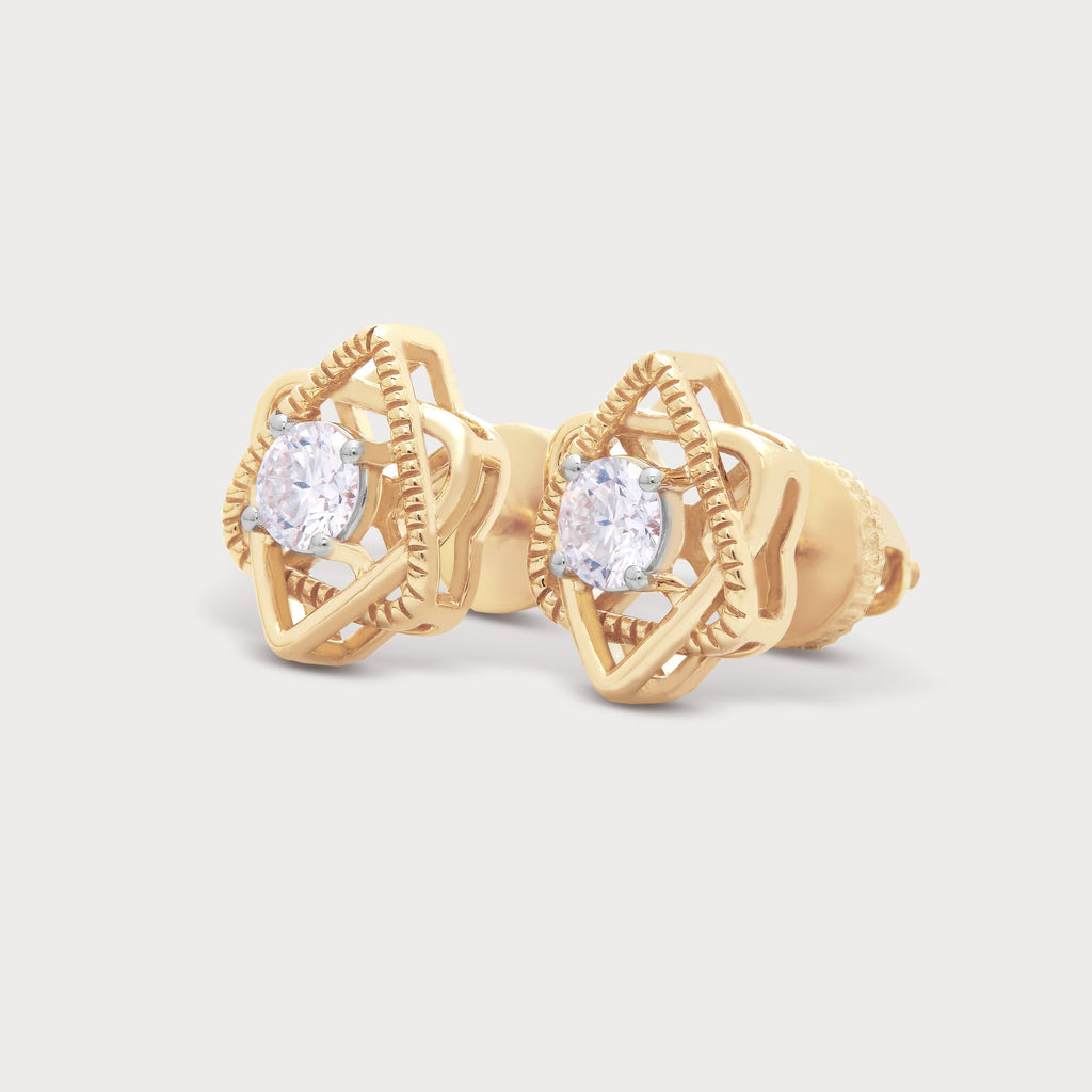 Gold Star Loop Diamond Studs