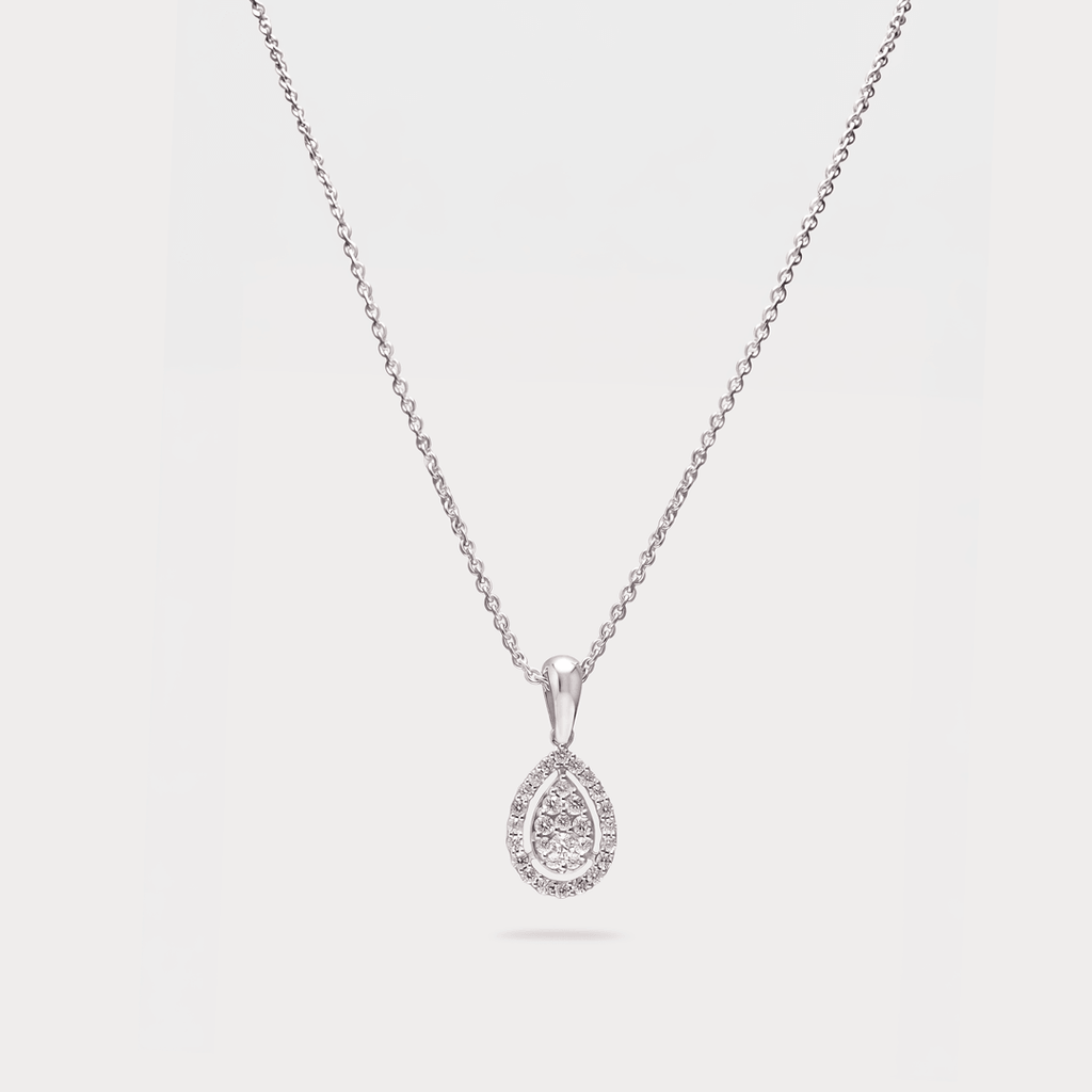 Woodgrace Halo Cluster Diamond Pendant Chain